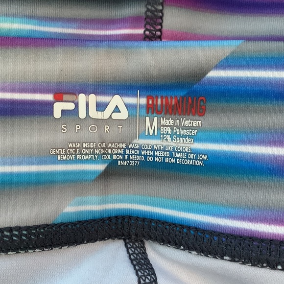 Fila Neon Striped and Diagonal Pattern Mid-Rise Spandex Running Shorts Size M - Picture 3 of 4